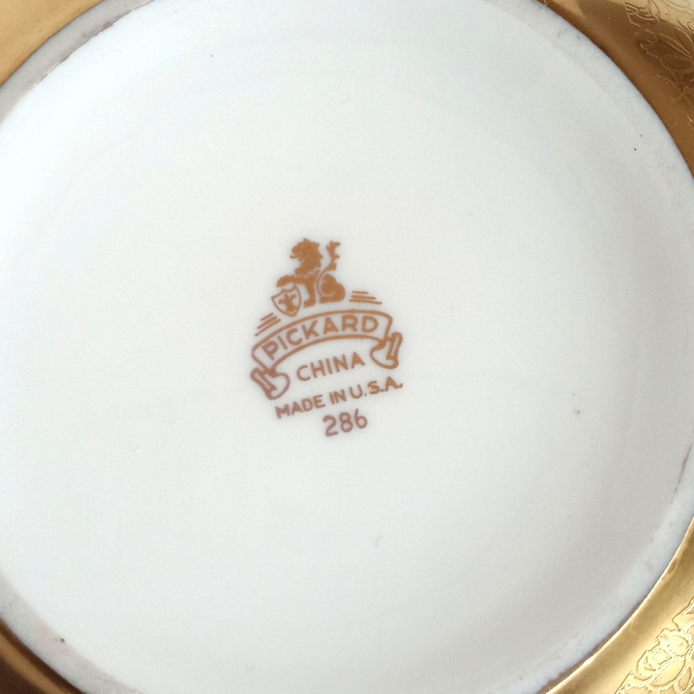 Elegant Pickard Gold Antique Porcelain China Decorative Tulip Bowl MCM Era - Picture 3 of 7